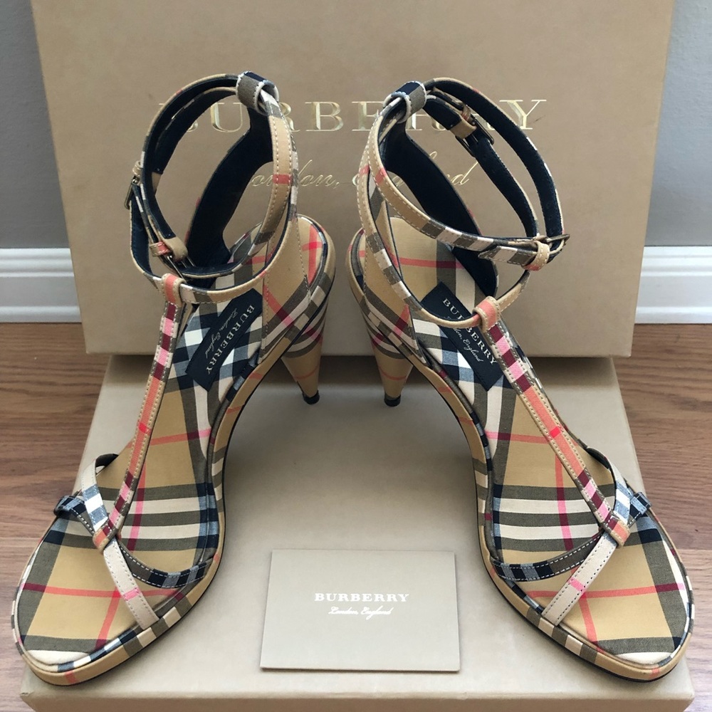 Vintage Check Cotton High-heel Sandals